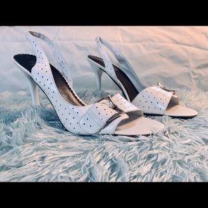BCBG White sling backs (never worn)